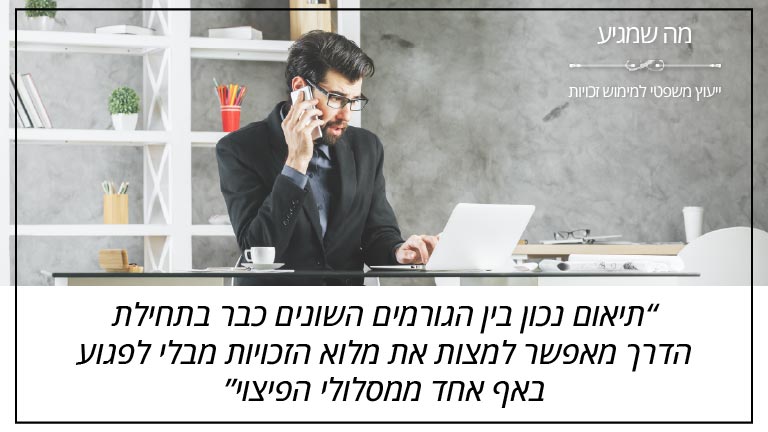 "תיאום נכון בין הגורמים השונים כבר בתחילת הדרך מאפשר למצות את מלוא הזכויות מבלי לפגוע באף אחד ממסלולי הפיצוי" - מה שמגיע